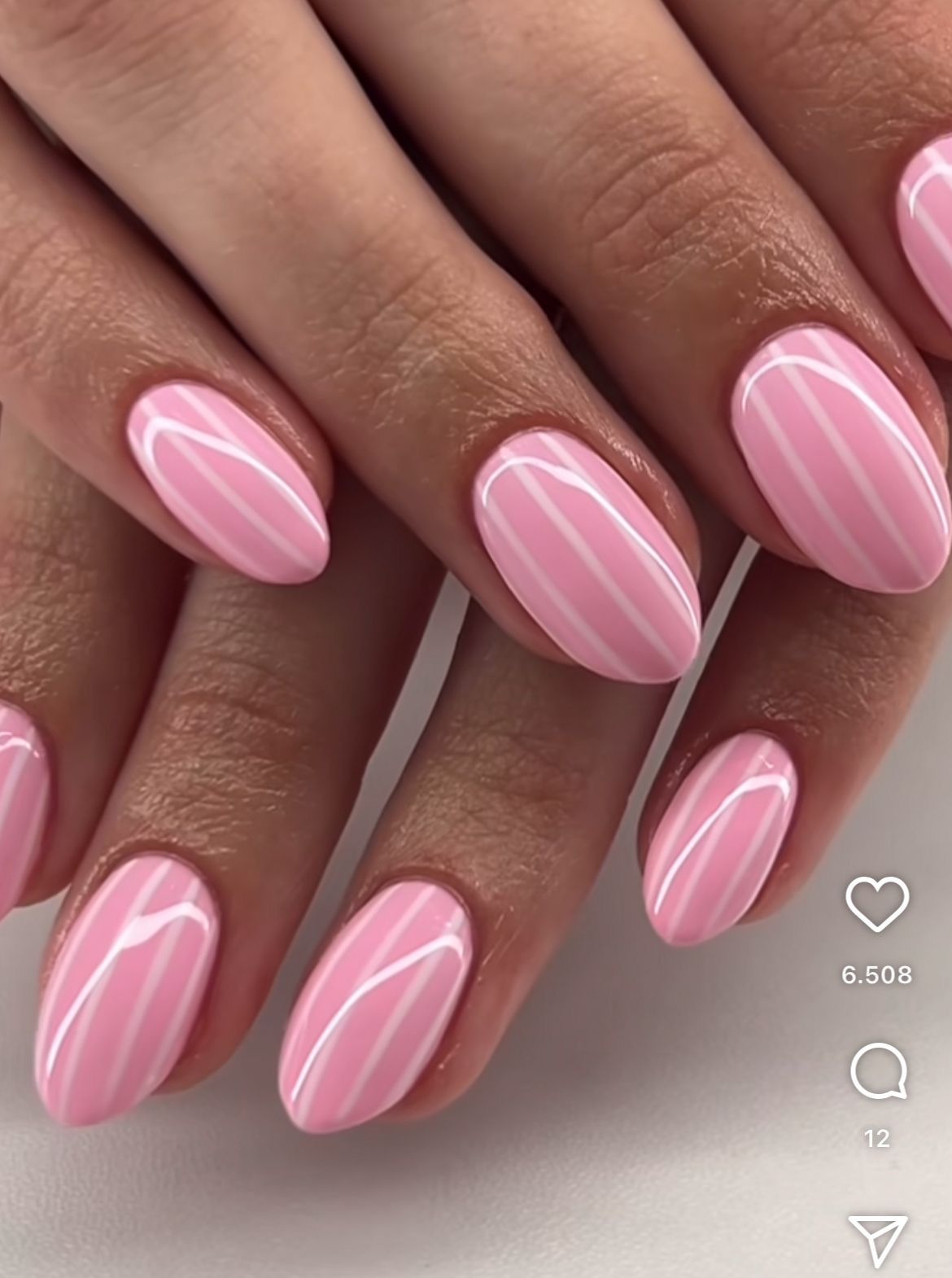 Bebek pembe candy çizgi oval kalıcı oje — Sora Beauty Studio
